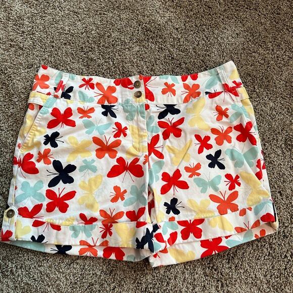 Lands End Women’s Size 12 butterfly print cotton short - Picture 1 of 3